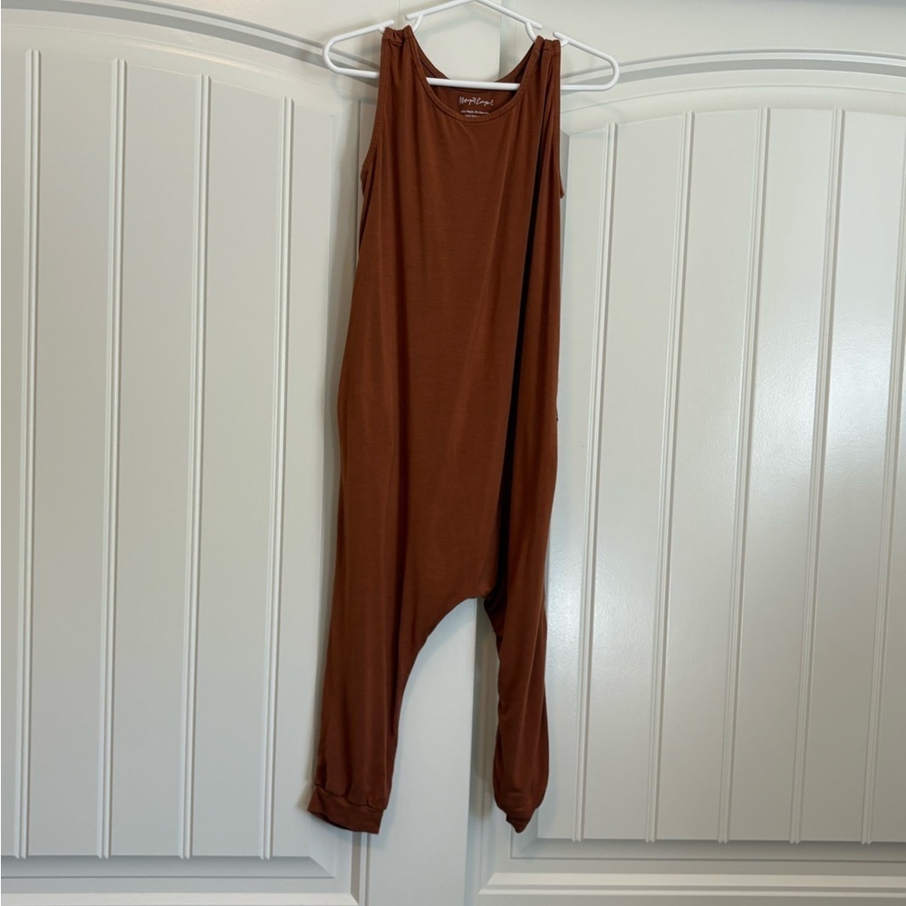 Momper Romper Terracotta Burnt Orange One Piece Harem Pant Jumpsuit 2T-3t - Picture 2 of 6